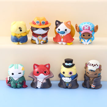 New Japanese Anime Q Version One Piece Cat Doll Blind Box Luffy Ussop Chopper Desktop Car Ornaments