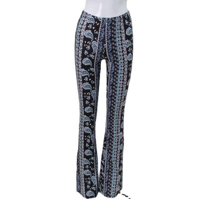 High Waisted Floral Print Flare Pants Stretchy Slim Fit Comfortable Summer Casual Wear for Vacation Wholesale