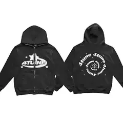 2023 Cross-border New Tune Trendy Men's Full Face Zipper Sweatshirt American Vintage Y2K Sweatshirt Men's Casual Jacket