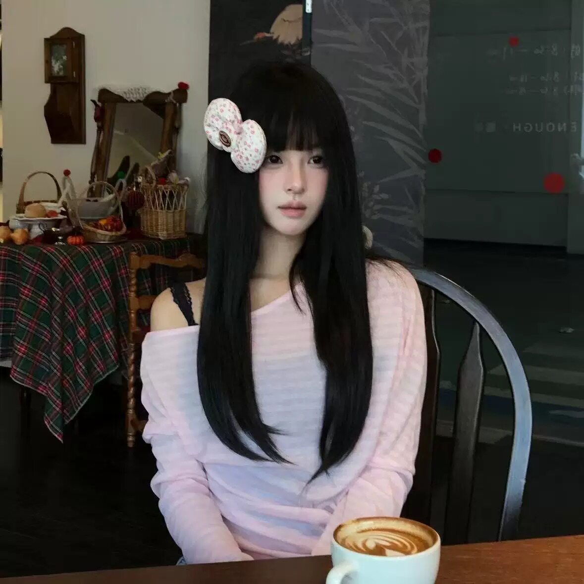 粉色碎花春夏氛围蝴蝶结发夹高颜值百搭少女边夹大蝴蝶结发饰