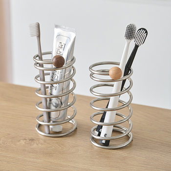 Creative Toothbrush Holder Toothpaste Comb Stainless Steel Rack Cosmetic Brush Storage Shelf Industrial Style Pen Storage