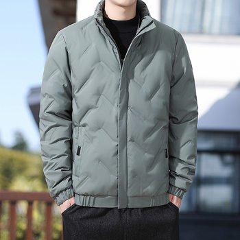 Down Jacket Men's 2025 Winter New Short Style Fleece-Lined Thickeneded Lightweight Korean Style Trendy Men's Stand Collar Jacket Wholesale