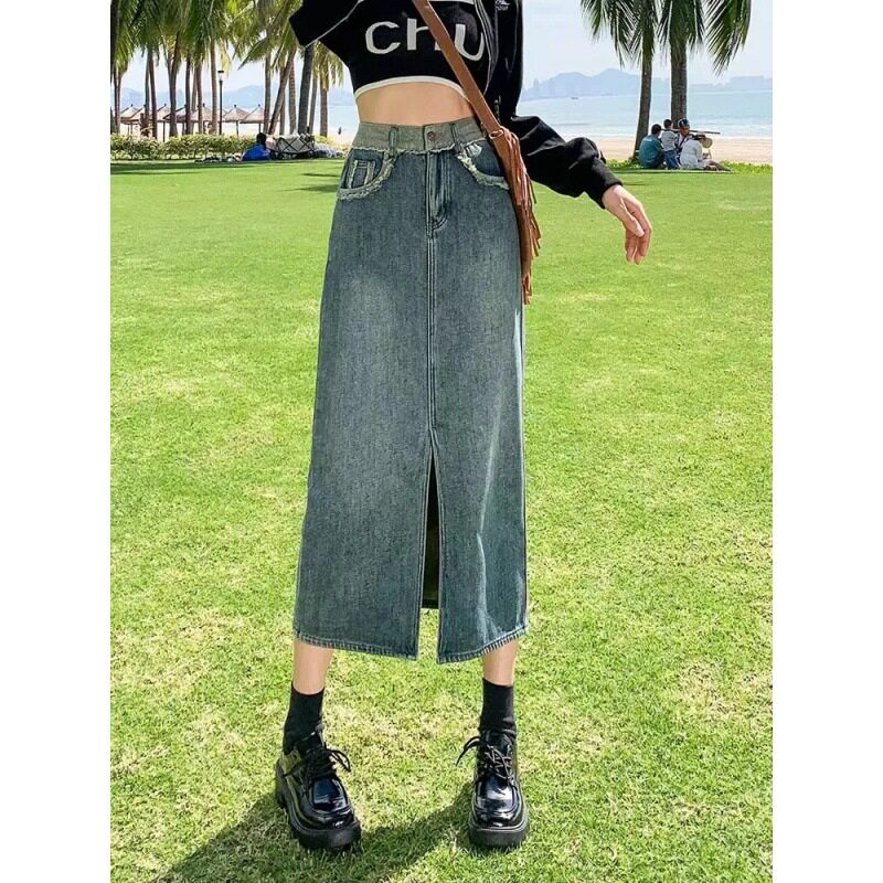 Summer Denim Bodycon Skirt Slim Fit Versatile Trendy Plus Size Options Casual Wear for Women Wholesale Available