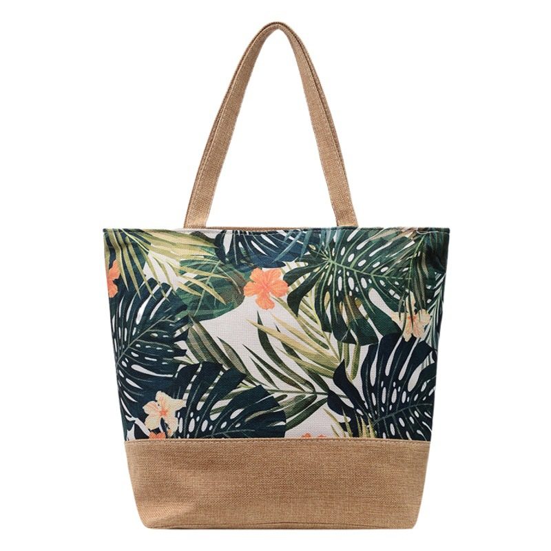 Fashion Canvas Bag New Style National Style Literary Women's Shoulder Bag Simple Tote Bag Large Capacity Women's Shoulder Beach Bag