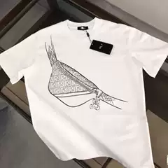 Cross-Border Cc New Style Pure Cotton Round Neck Short-Sleeve Printed Crossbody Shoulder Bag Unisex Casual Versatile Fashion Top