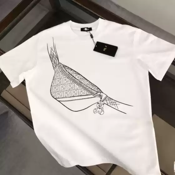 Cross-Border Cc New Style Pure Cotton Round Neck Short-Sleeve Printed Crossbody Shoulder Bag Unisex Casual Versatile Fashion Top