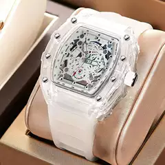 New Richard series men's and women's non-automatic quartz hollow transparent shell trend simple luminous student couples watch