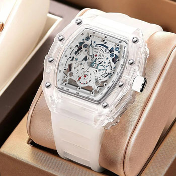 New Richard series men's and women's non-automatic quartz hollow transparent shell trend simple luminous student couples watch