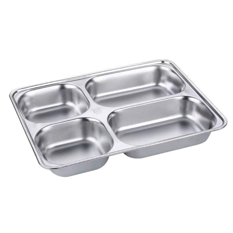 Stainless Steel Indonesian Lunch Box Student Canteen Restaurant Dinner Plate Divided Stainless Steel Fast Food Plate Divided Rice Plate
