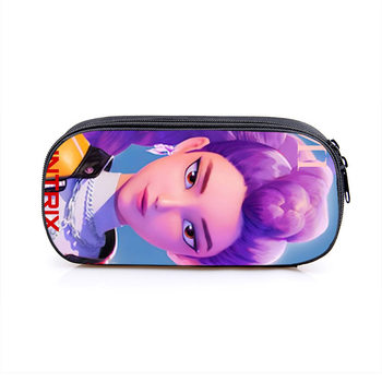 Kpop- Huntress Girl Group Cartoon Pencil Case Student Large Capacity Stationery Box Fabric Style Pencil Case Factory Direct Sales