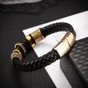 Temu hot sale cross-border leather handmade bracelet PU woven cross men's leather bracelet retro fashion