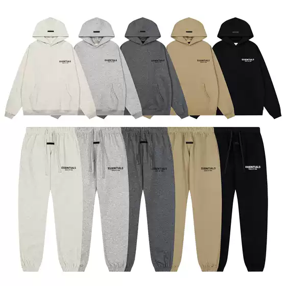 New Fog Fashion Brand Fear of God Velvet Lettering Essentials Couple Style Loose Hooded Sweatshirt