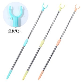 Stainless Steel Retractable Clothes Drying Fork Balcony Clothes Brace Household Clothes Thickened Long Clothes Drying Rod Clothes Fork