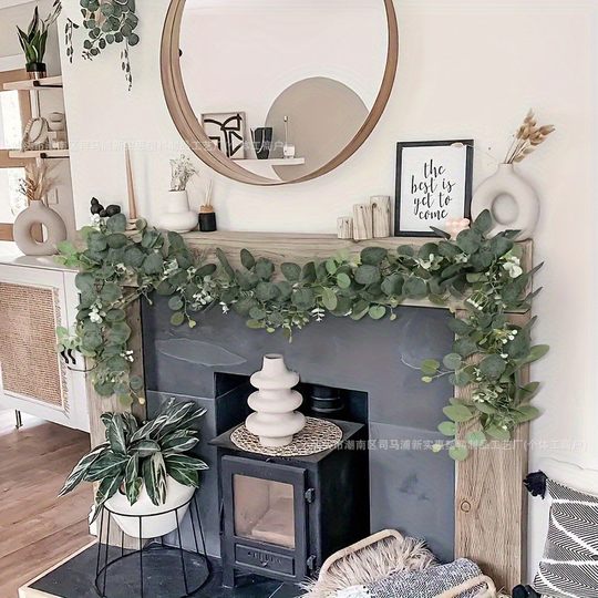 Cross-border Simulation Rattan Eucalyptus Money Leaf Fake Flower Vine Green Plant Pendant Christmas Vine Decoration Home Handmade Ornaments