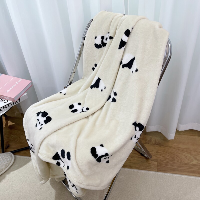 Soft fufu Cute Panda Peng Peng Warm Blanket | Thickened Autumn and Winter New Nap Warm Bed Sheet Milk Blanket