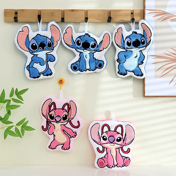 Coral Velvet Cartoon Handheld Stitch Hand Towel, Lint-Free, Water-Absorbent, Soft, Double-Layer Thickened, Household Kidsren's Quick-Drying