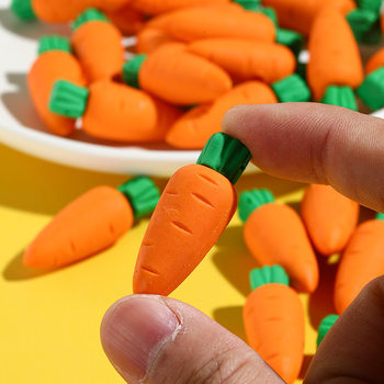 3D cute eraser cartoon Carrot Creative Vegetable eraser children's early education educational correction learning stationery batch
