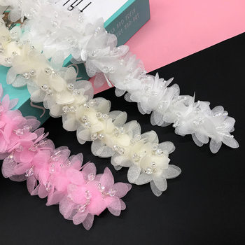 Cross-Border Supply of Hand-Sewn Crystal Beaded Flowers, Fashionable and Elegant Three-Dimensional Lace Shoes, Hats, Bags, Clothing Accessories Wholesale