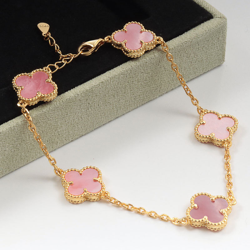 Four-leaf lucky five-flower bracelet for men and women 18k agate mother-of-pearl precision-made pair