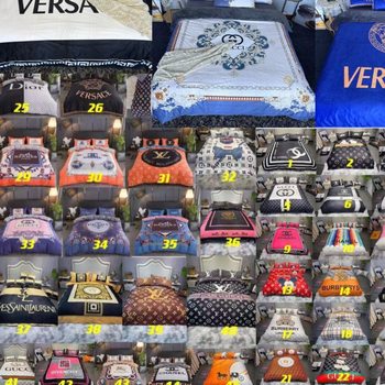 New High-end Baby Velvet Thickened Foreign Trade Trendy Brand Four-piece Set Fashion Internet-famous Trend Crystal Velvet Large Plate Printed Quilt Cover