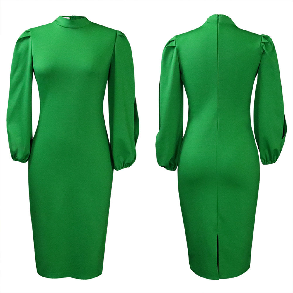 Plus Size Womens Dress Solid Color Elegant Style Fashionable Design Autumn Winter Collection Wholesale Available