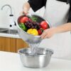 Stainless Steel Draining Basket for Washing Vegetables, Kitchen Household Fruit Washing Basket, Rice Washing Basin, Sieve, Thickened and Basin Hanging