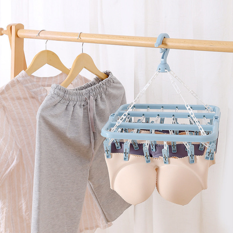 32 clip hanger household student dormitory multi-functional folding thickened clothes hanger windproof socks underwear drying clip