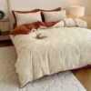 Autumn and Winter 100% Cotton Thickened Brushed Four-Piece Set Soft and Skin-Friendly Triangle Stitching Vintage Style All-Cotton Duvet Cover