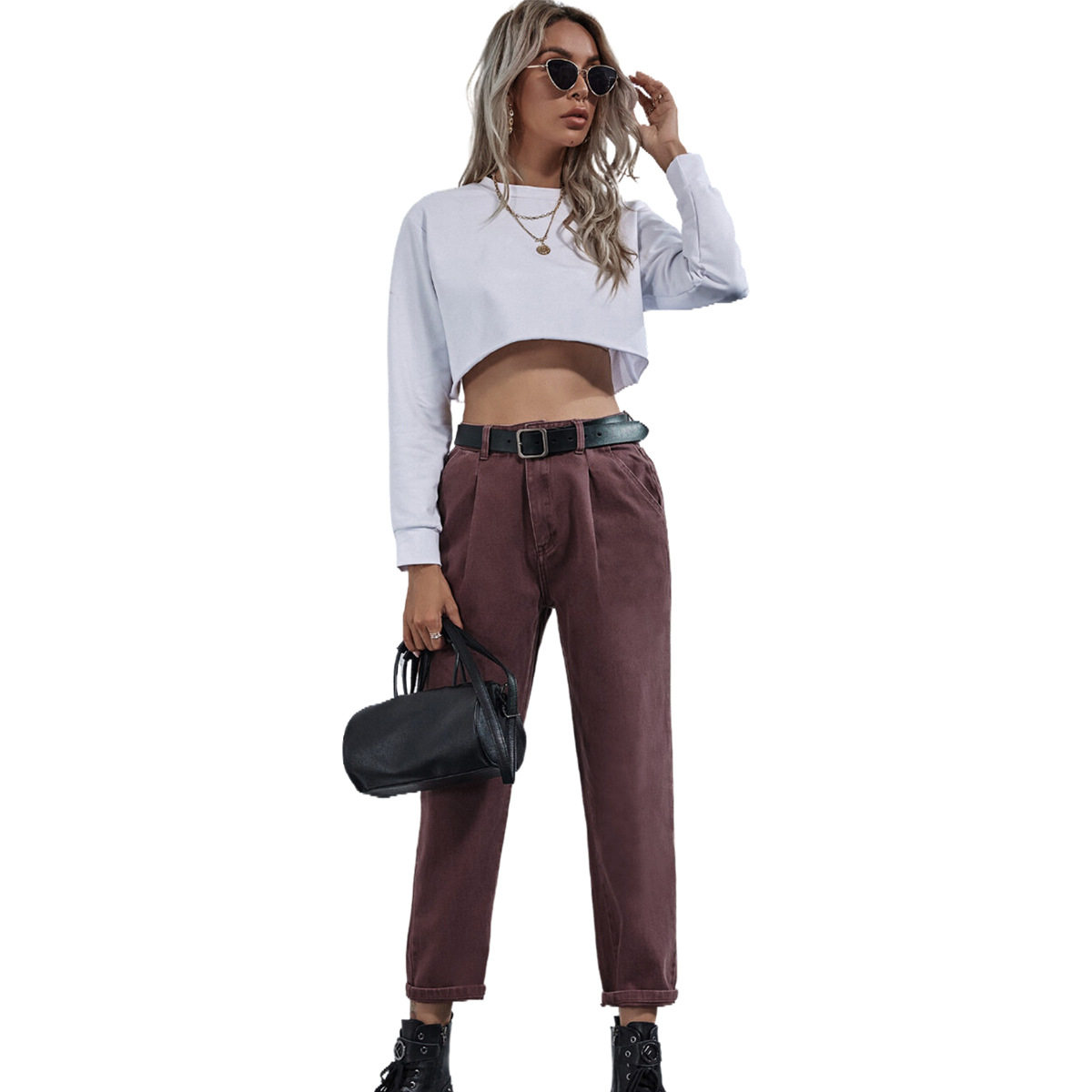 High Waisted Straight Leg Jeans Fashionable Design Comfortable Fit Versatile Style Autumn Winter Collection