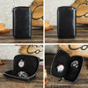 Black Waxed Cowhide Watch Case Two-Position Outdoor Travel Zipper Portable Genuine Leather Couple Watch Storage Bag