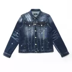 2024 autumn and winter fashion washed tight male god personality nightclub fashion cat scratch D2 Denim coat men