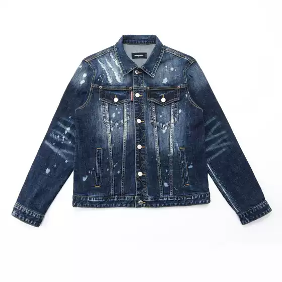 2024 autumn and winter fashion washed tight male god personality nightclub fashion cat scratch D2 Denim coat men
