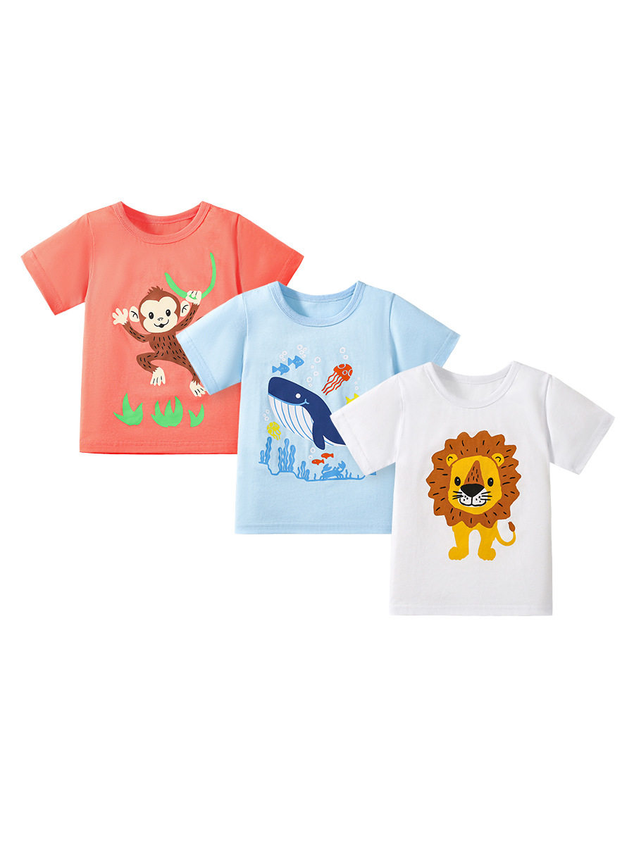 New Summer Short-Sleeve Top, Toddler & Little Kid Cute Cartoon Cotton Boys' T-Shirt