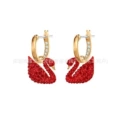 Red swan gold earrings