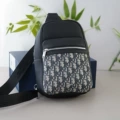D blue fabric chest bag