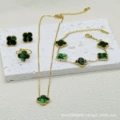 Emerald green double-sided mother-of-pearl four-piece set
