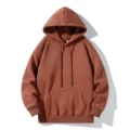 [fleece hooded sweatshirt] red brown