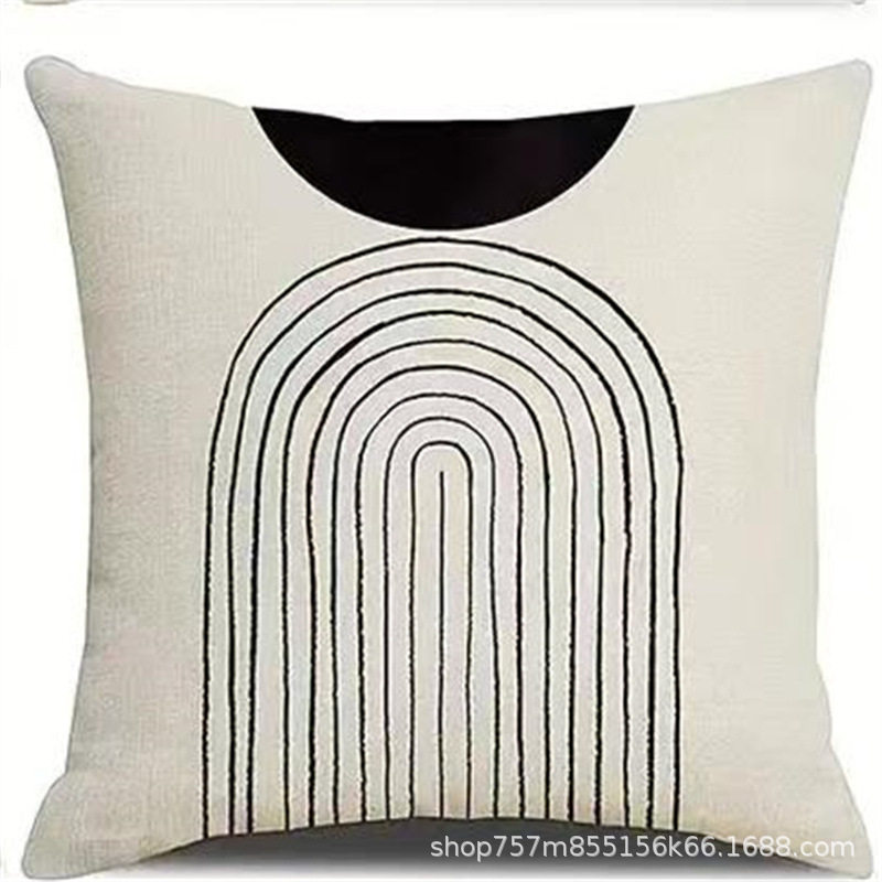New Nordic Black and White Geometric Pillow Living Room Bedroom Nap Pillow Case without Core Car Office Waist Guard