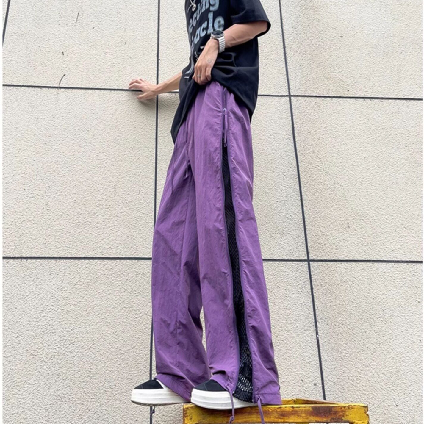 侧拉链网眼透气伞兵冲锋裤男夏季薄款美式尼龙速干工装裤子男阔腿