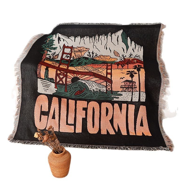 Featured Landscape Cotton Blanket Sofa Decorative Blanket Wall Cover Background Blanket Single Seat Cover Blanket Support Wholesale