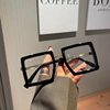 New Thick Frame Square Flat Mirror Anti-Blue Light Internet Celebrity Style Plain Glasses Frame for Women with Big Faces Retro Glasses for Men Cross-Border
