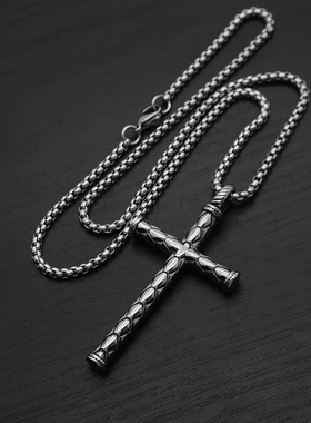 十字架吊坠复古朋克项链龙鳞
