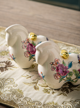 新品陶瓷工艺品马上有钱桌面摆件客厅电视柜公室装饰品乔迁礼品