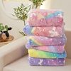 New Luminous Rainbow Unicorn Pegasus Star Flannel Coral Velvet Blanket Bedroom Dormitory Office Multi-Function