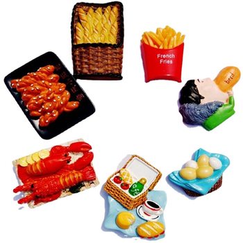 Foreign trade bread basket egg chips twist lobster breakfast tomato fridge magnet creative travel memorial resin magnet