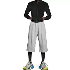 New Heavyweight 500g Terry Cotton Loose and Versatile Drawstring Three-Point Loose Sports Pants for Men and Women Trendy