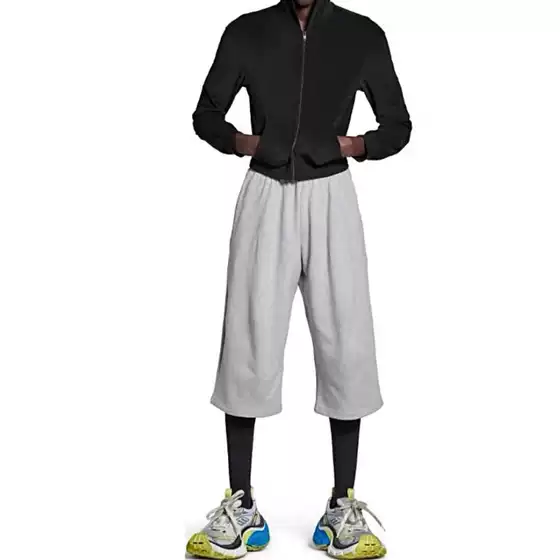 New Heavyweight 500g Terry Cotton Loose and Versatile Drawstring Three-Point Loose Sports Pants for Men and Women Trendy