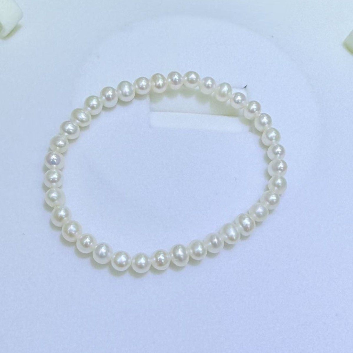 Natural Freshwater Pearl Bracelet 4.5-5mm Nearly Round, Almost Flawless Leather Cord, Not Easy to Break, Sweet and High-End for Women
