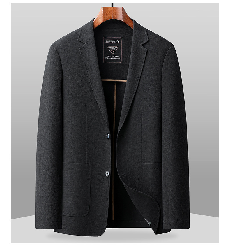 Áo vest nam cotton mỏng nhẹ mùa xuân thu, blazer công sở thoáng khí không nhăn — Màu be, Màu đen, Màu xanh lam, Màu xanh lá
