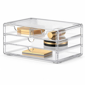 Factory Direct Sales Desktop Makeup Storage Box with Semi-Circular Handle Drawer, Multifunctional for Jewelry, Eyebrow Pencil, and Makeup Brushes